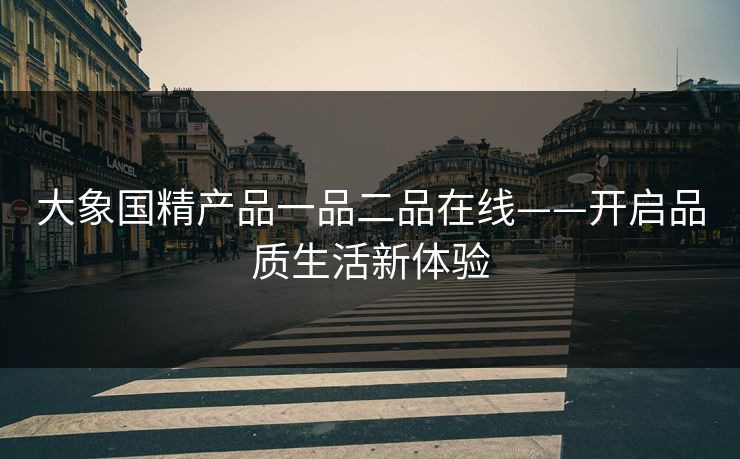 大象国精产品一品二品在线——开启品质生活新体验
