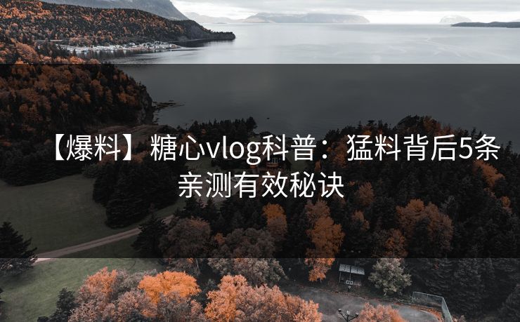 【爆料】糖心vlog科普：猛料背后5条亲测有效秘诀