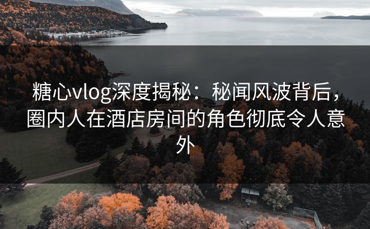 糖心vlog深度揭秘:秘闻风波背后,圈内人在酒店房间的角色彻底令人意外 糖心vlog深度揭秘:秘闻风波背后,圈内人在酒店房间的角色彻底令人意外