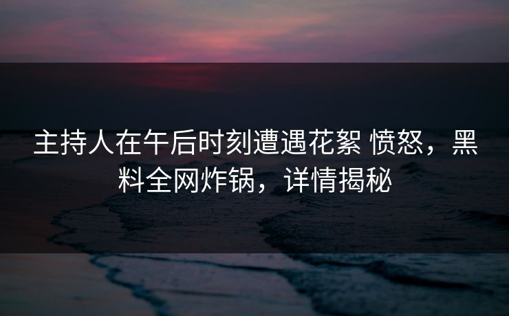 主持人在午后时刻遭遇花絮 愤怒，黑料全网炸锅，详情揭秘