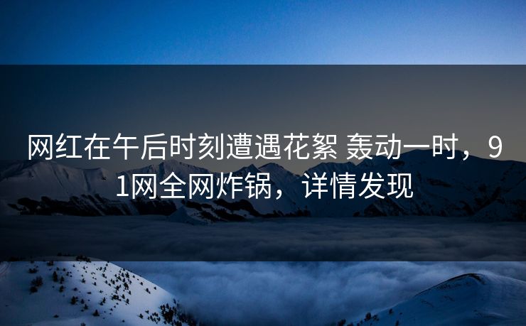 网红在午后时刻遭遇花絮 轰动一时，91网全网炸锅，详情发现
